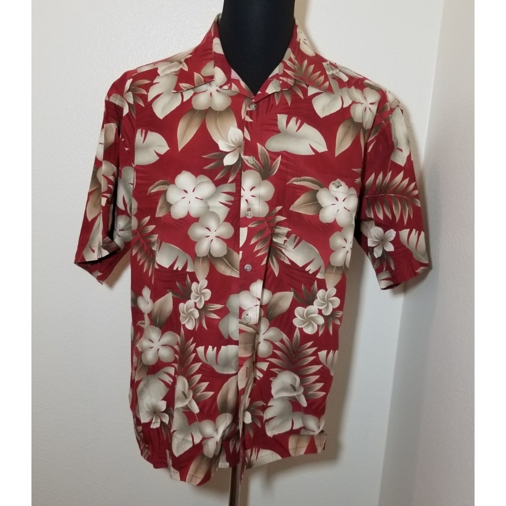 Campia Moda Mens XL Red Floral Button Up Shirt Tropical Cruise Beach Hawaiian
